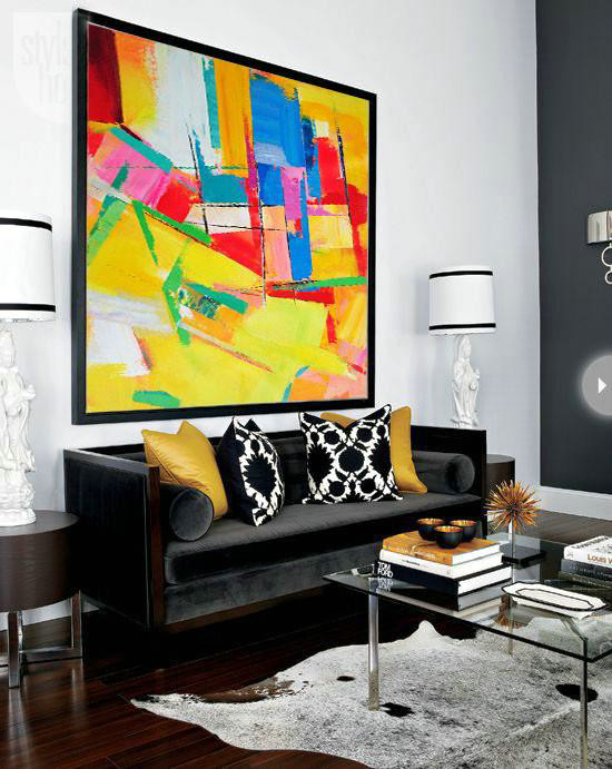 Extra Large Acrylic Painting On Canvas,Oversized Palette Knife Painting Contemporary Art On Canvas,Big Painting,Yellow,Red,Blue,Pink,Light Green.etc